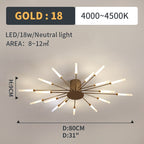 Wesley Flush-Mount Ceiling Light Fireworks, Black/Gold - Hey Lighting