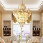 Kristy Luxury 5 Layers Tassel Crystal Gold Chandelier - Hey Lighting