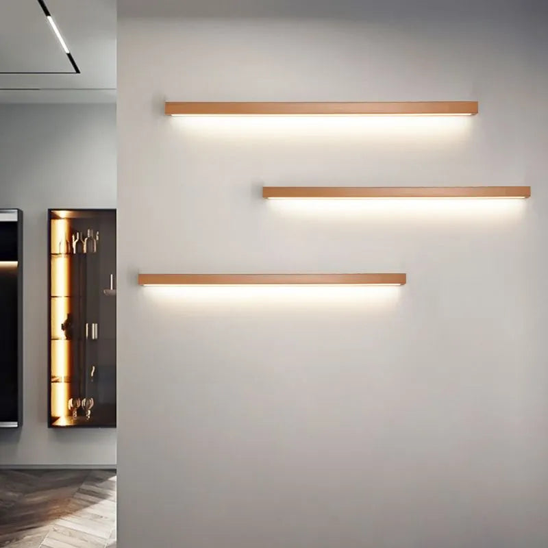 Muto Linear Wood LED Vanity Wall Light – product view