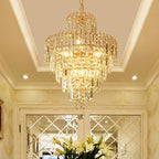Kristy Luxury 5 Layers Tassel Crystal Gold Chandelier - Hey Lighting