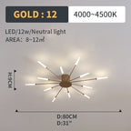 Wesley Flush-Mount Ceiling Light Fireworks, Black/Gold - Hey Lighting