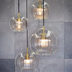 June Glass Globe Pendant Light Clear &Amber - Hey Lighting