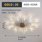 Wesley Flush-Mount Ceiling Light Fireworks, Black/Gold - Hey Lighting