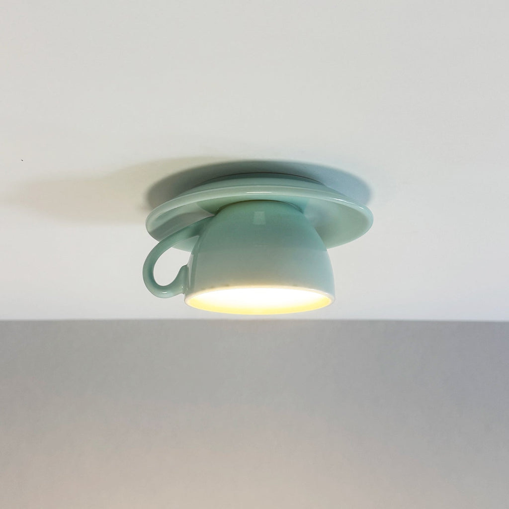 Aria Modern Coffee Cups Ceramic Flush Ceiling Lighting - Hey Lighting