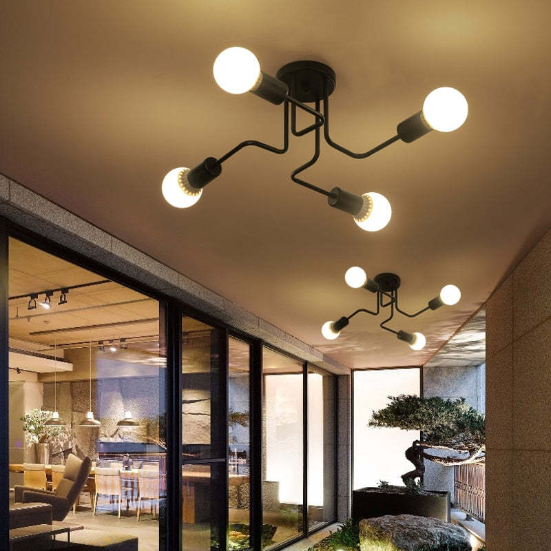Arisha Vintage Modern Minimalist Industrial Metal Black Ceiling Lamp - Hey Lighting