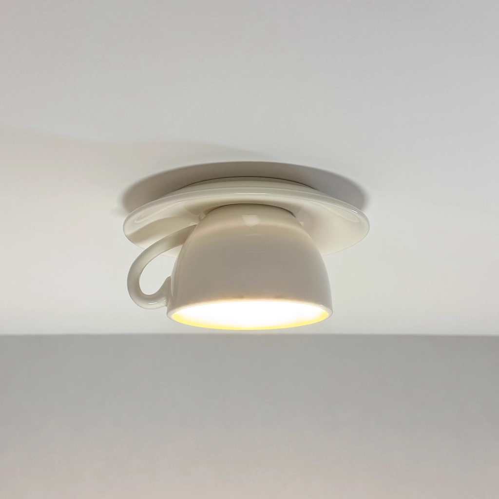 Aria Modern Coffee Cups Ceramic Flush Ceiling Lighting - Hey Lighting