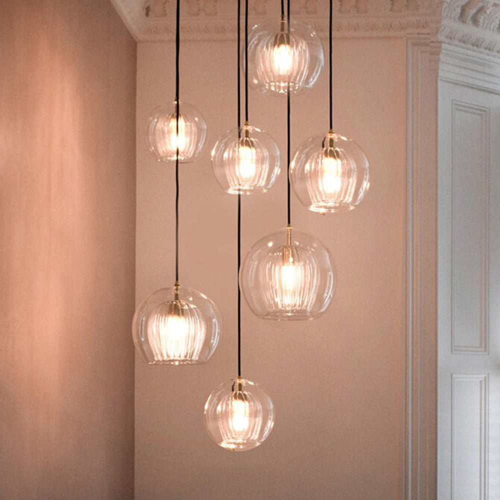 June Glass Globe Pendant Light Clear &Amber - Hey Lighting