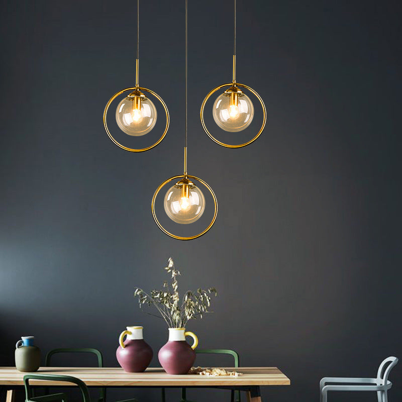Zoey Glass Pendant Light with a Metal Ring - Hey Lighting