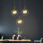Zoey Glass Pendant Light with a Metal Ring - Hey Lighting
