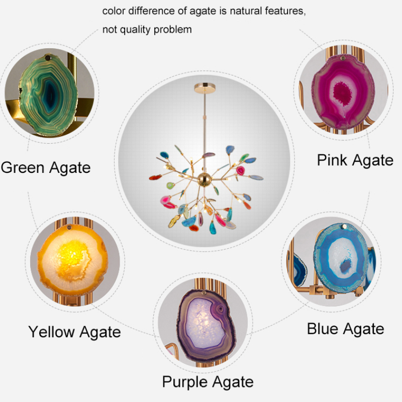Aria Agate Creative Colourful Chandelier Bedroom/Living Room - Hey Lighting