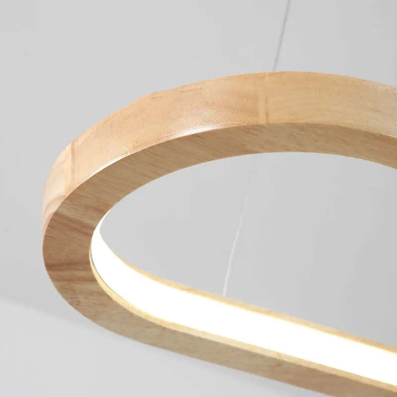 Veon Contemporary Oval Wooden Pendant Light - Hey Lighting