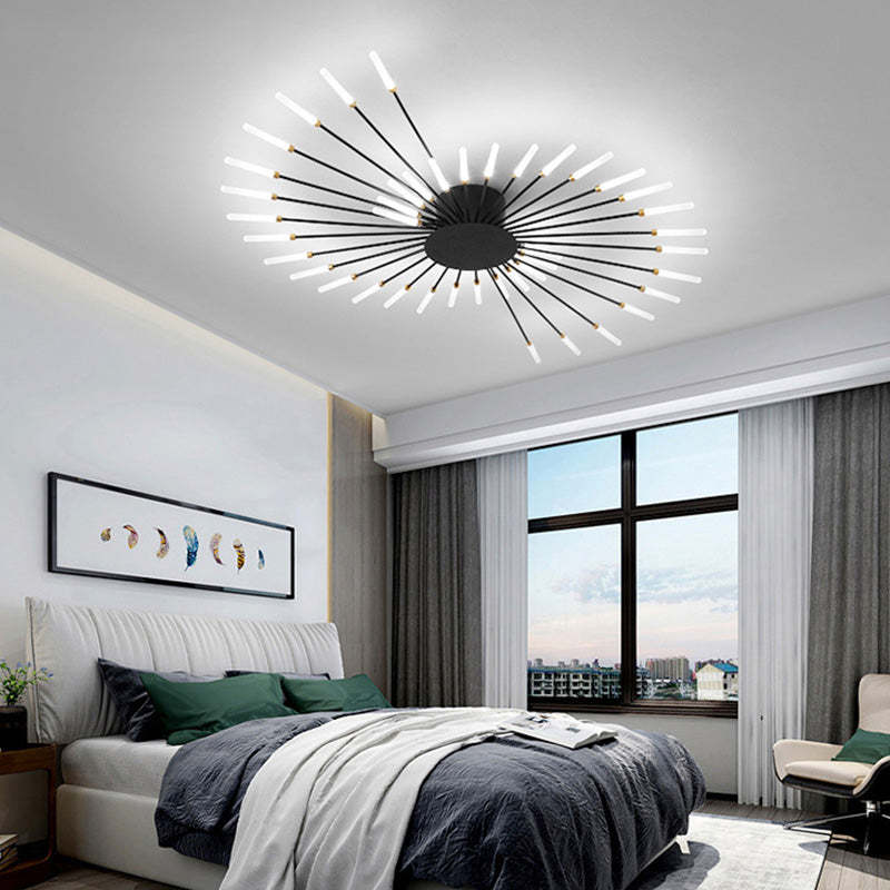 Wesley Flush-Mount Ceiling Light Fireworks, Black/Gold - Hey Lighting