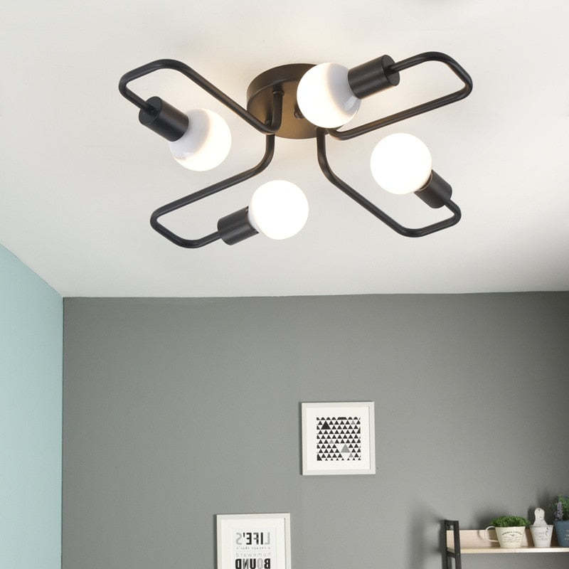 Arisha Vintage Modern Minimalist Industrial Metal Black Ceiling Lamp - Hey Lighting