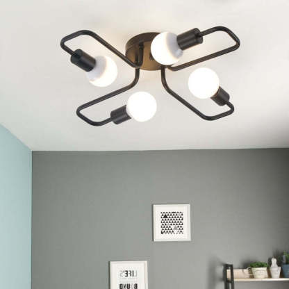 Arisha Vintage Modern Minimalist Industrial Metal Black Ceiling Lamp - Hey Lighting