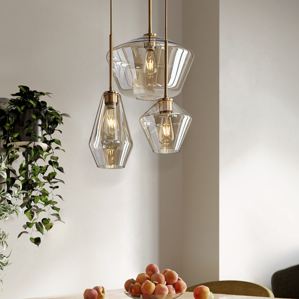 June Pendant Light Glass, Clear/Amber Diamond shape - Hey Lighting