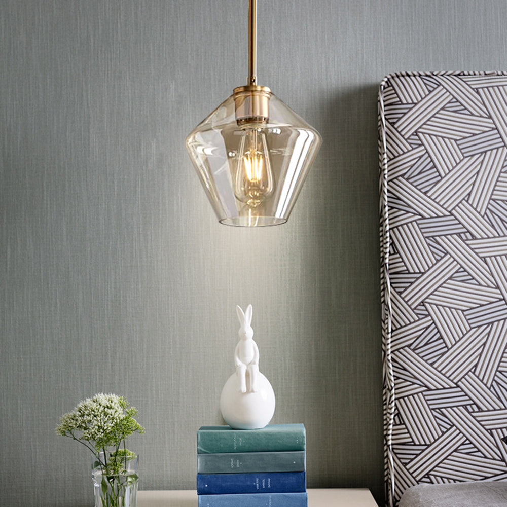 June Pendant Light Glass, Clear/Amber Diamond shape - Hey Lighting