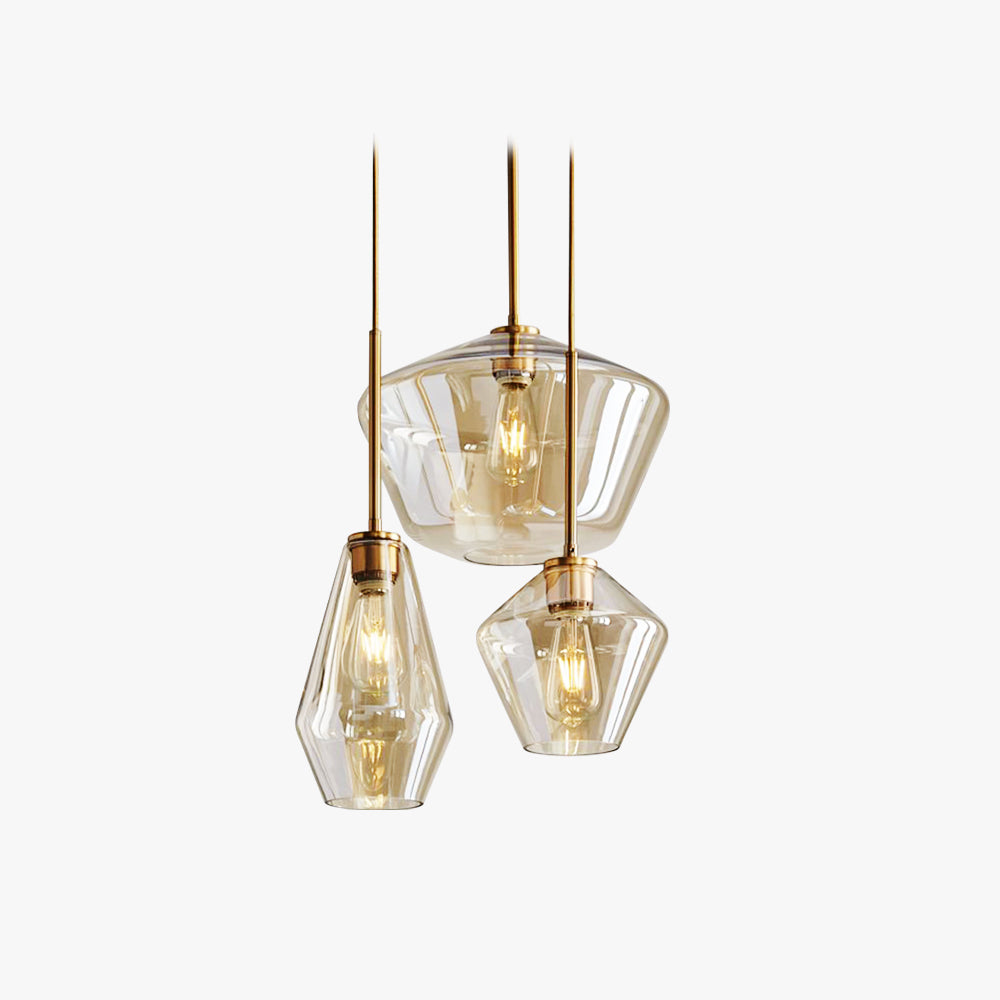 June Pendant Light Glass, Clear/Amber Diamond shape - Hey Lighting