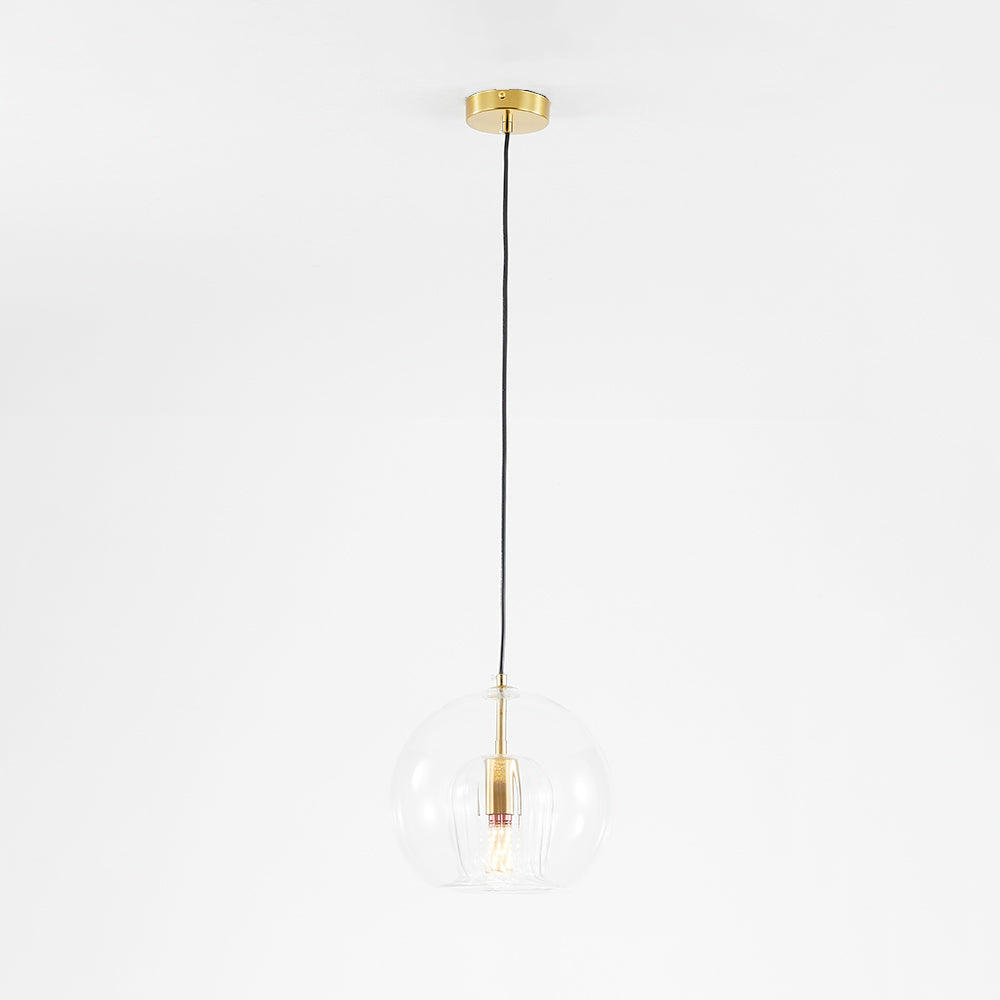 June Glass Globe Pendant Light Clear &Amber - Hey Lighting