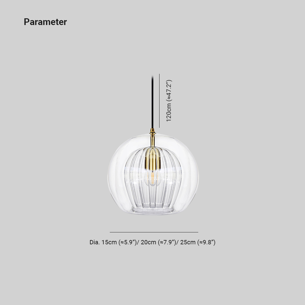 June Glass Globe Pendant Light Clear &Amber - Hey Lighting