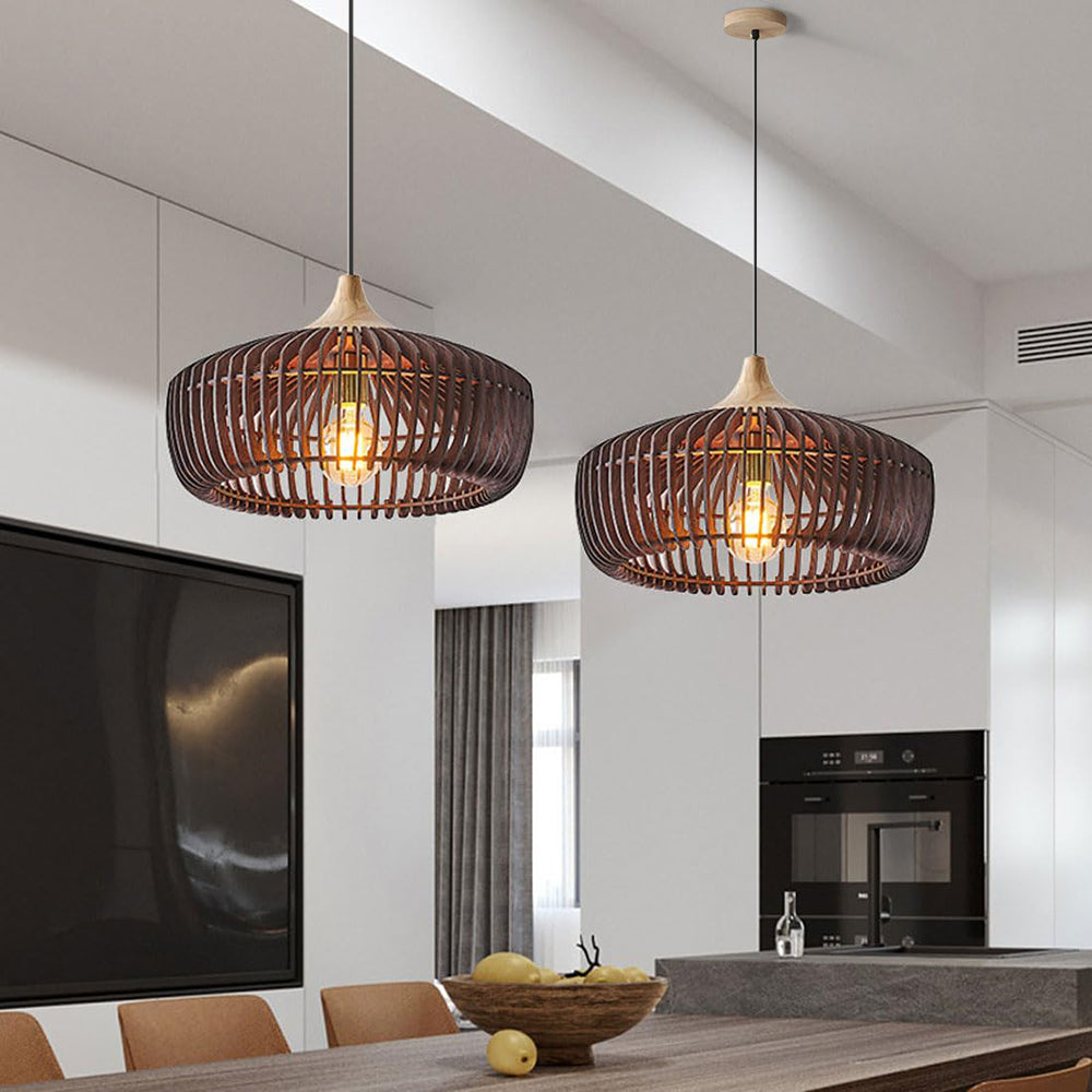 Muto Nordic Wood Dome Pendant Light – Walnut