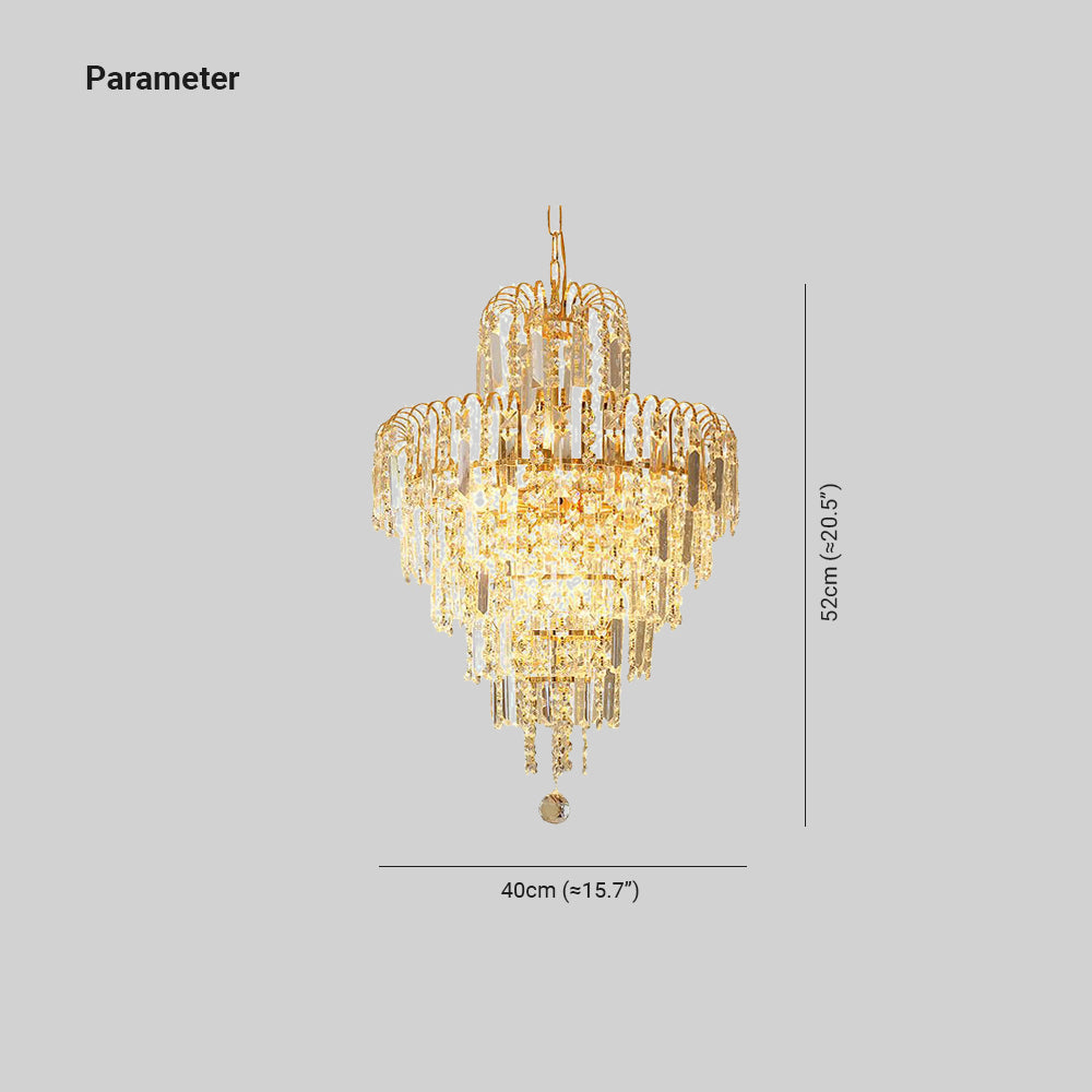 Kristy Luxury 5 Layers Tassel Crystal Gold Chandelier - Hey Lighting