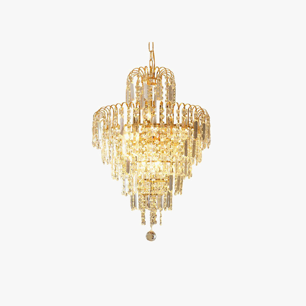 Kristy Luxury 5 Layers Tassel Crystal Gold Chandelier - Hey Lighting