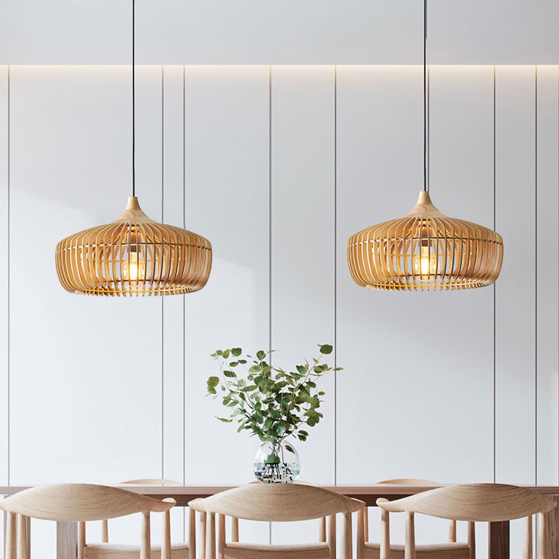 Muto Nordic Wood Dome Pendant Light – product view