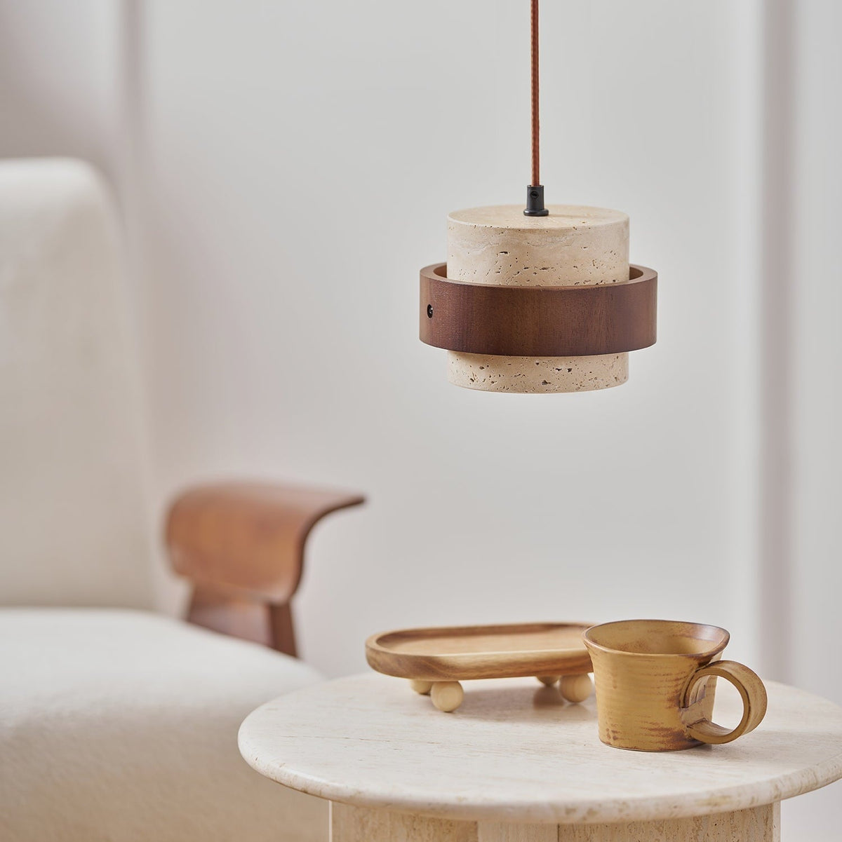Perra Pendant Light Travertine - Hey Lighting