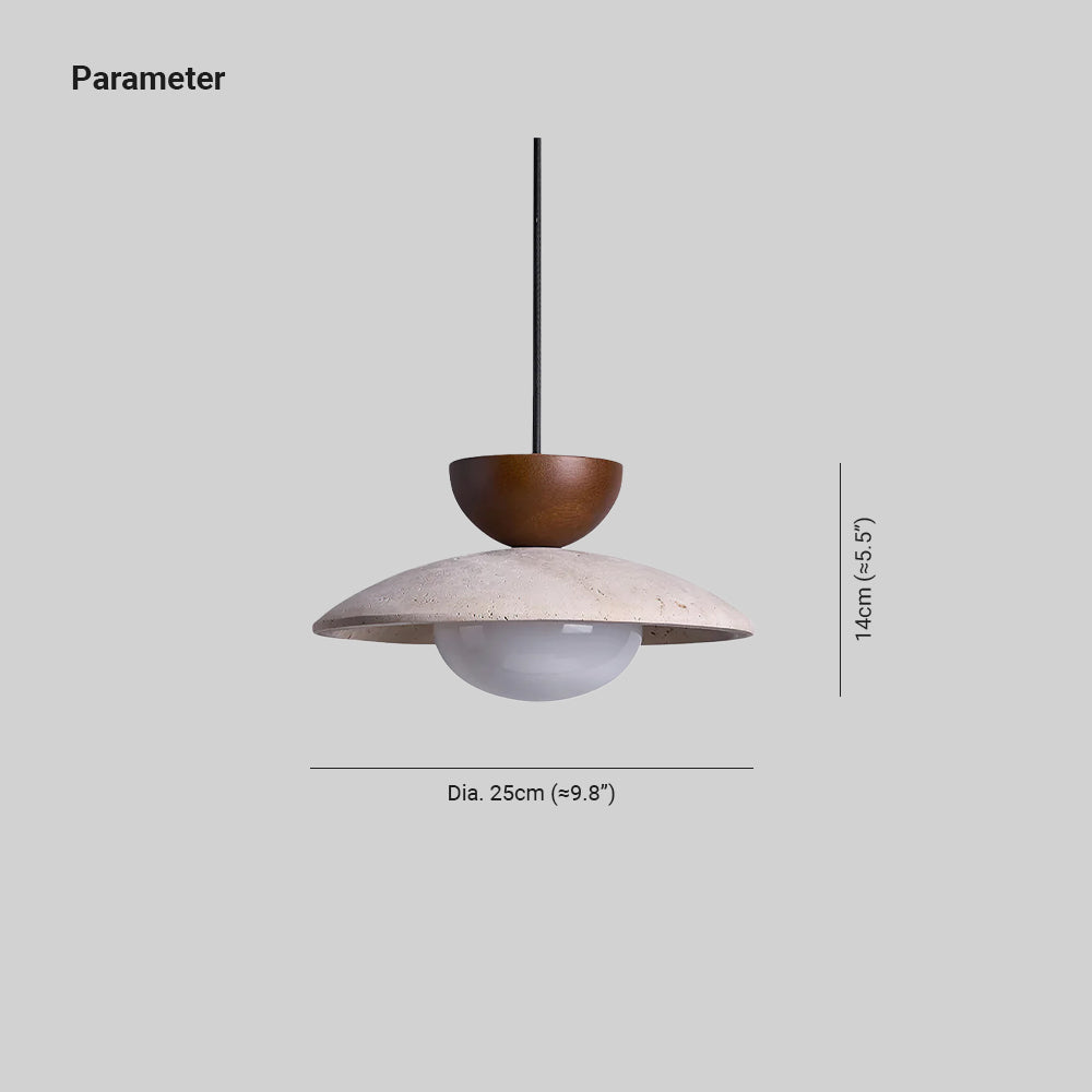 Cleo Travertine, Wood and Glass Pendant Light – product view