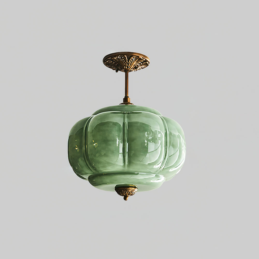 Eldio Green Glass Semi Flush Mount Light - Hey Lighting