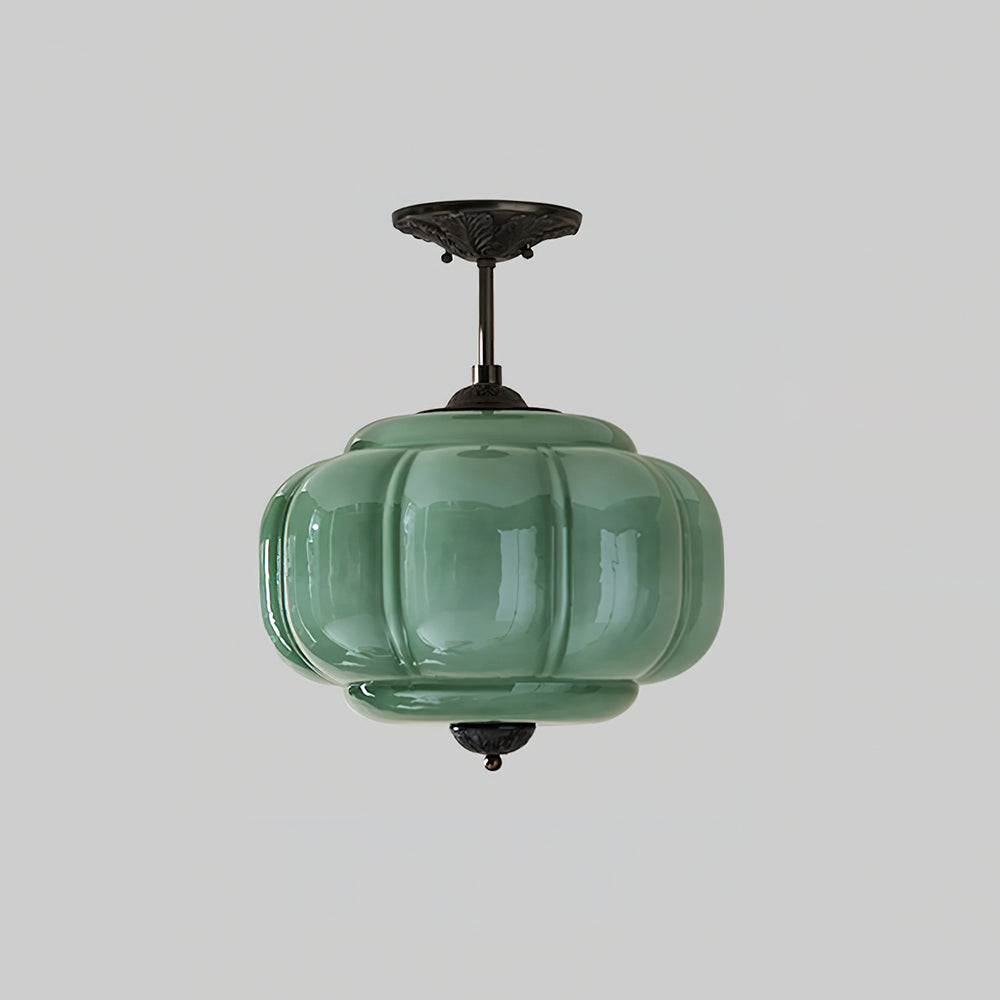Eldio Green Glass Semi Flush Mount Light - Hey Lighting