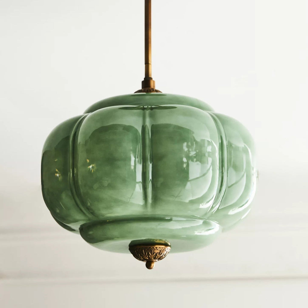 Eldio Green Glass Semi Flush Mount Light - Hey Lighting