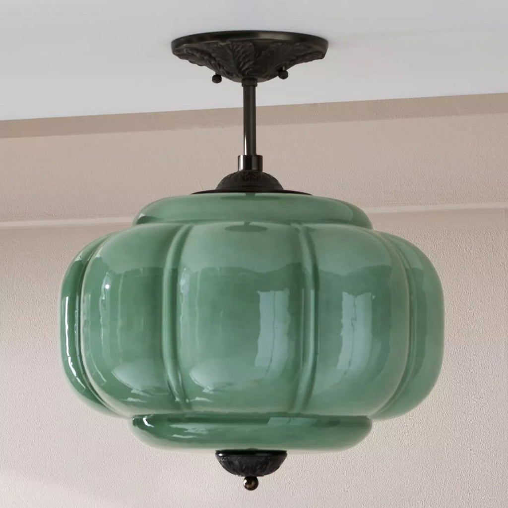 Eldio Green Glass Semi Flush Mount Light - Hey Lighting