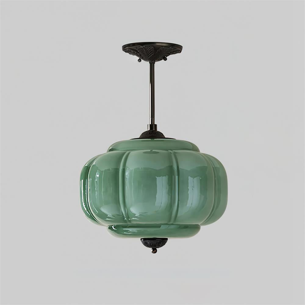 Eldio Green Glass Semi Flush Mount Light - Hey Lighting