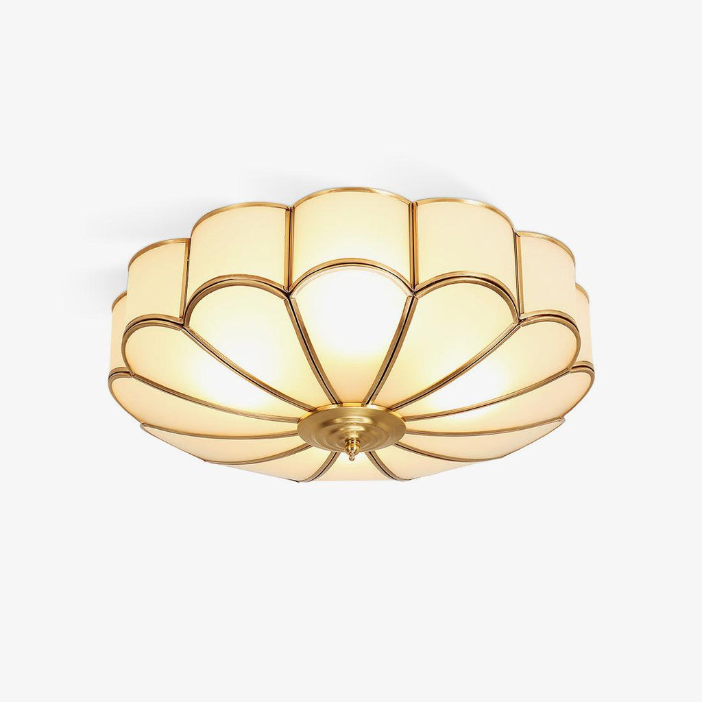 Ulira Ceiling Light Flower Shape Frosted Glass Brass - Hey Lighting