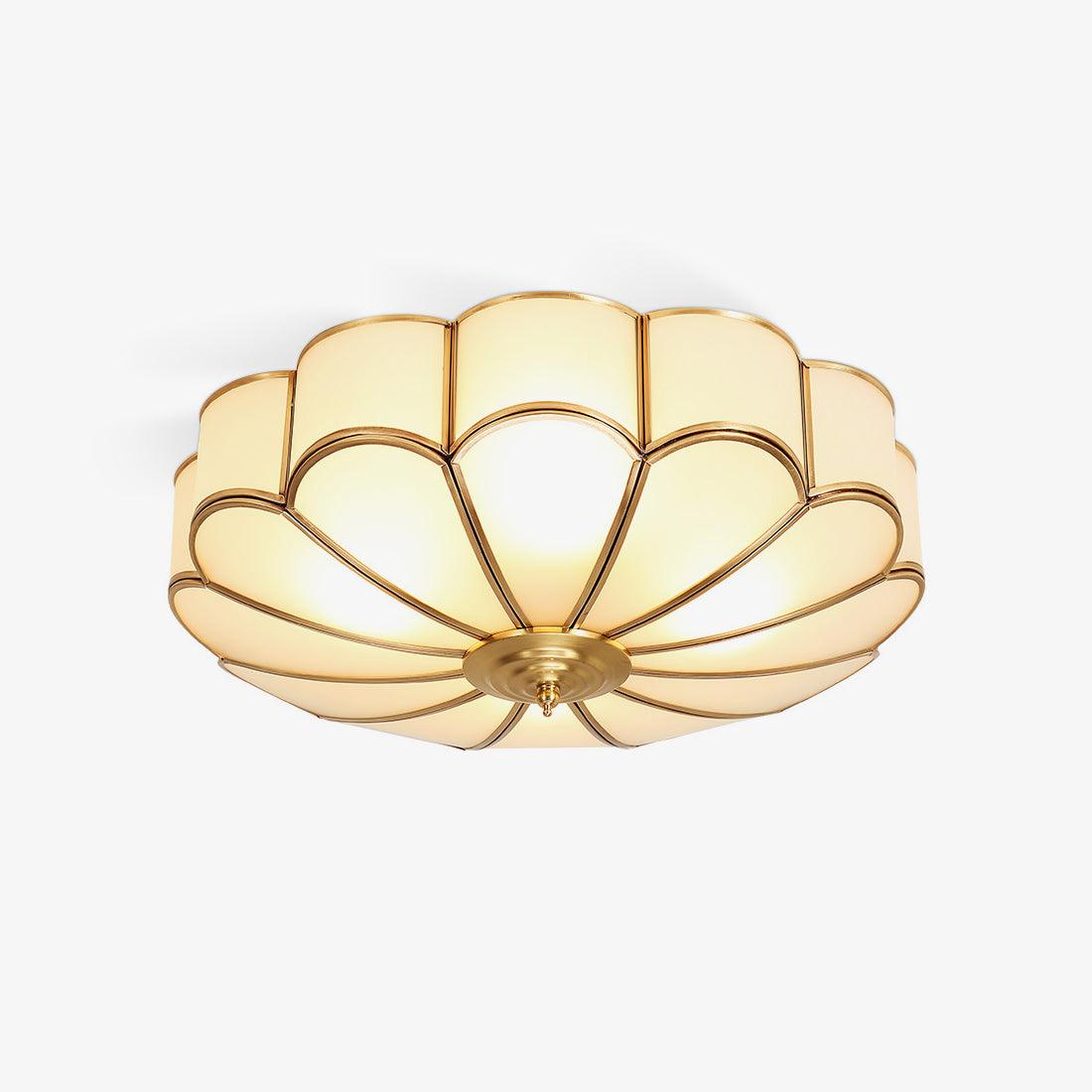 Ulira Ceiling Light Flower Shape Frosted Glass Brass - Hey Lighting
