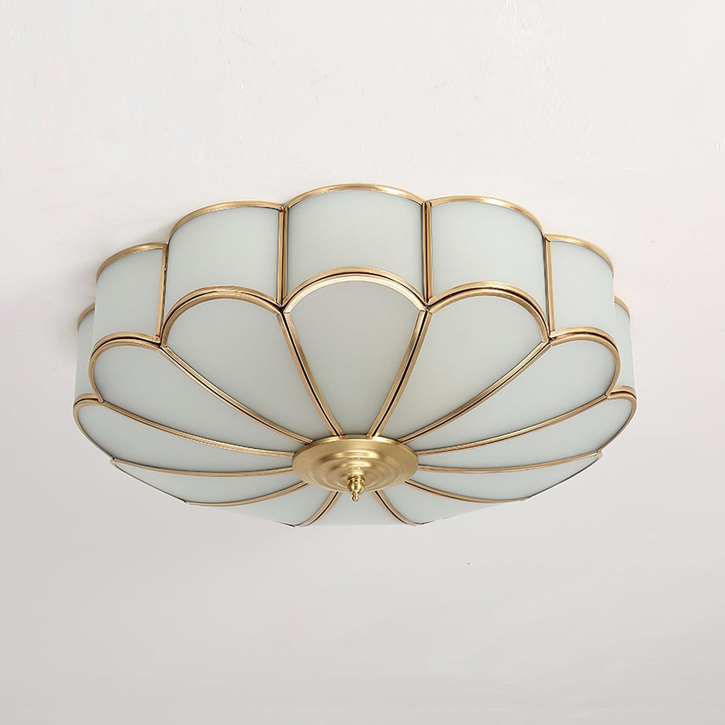 Ulira Ceiling Light Flower Shape Frosted Glass Brass - Hey Lighting