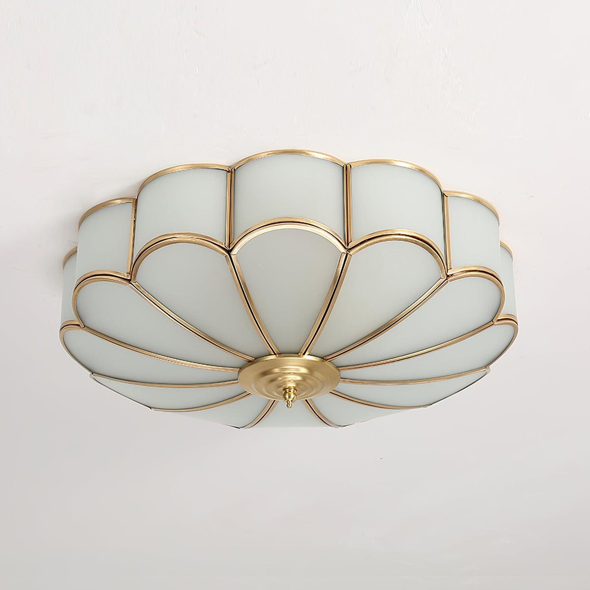 Ulira Ceiling Light Flower Shape Frosted Glass Brass - Hey Lighting