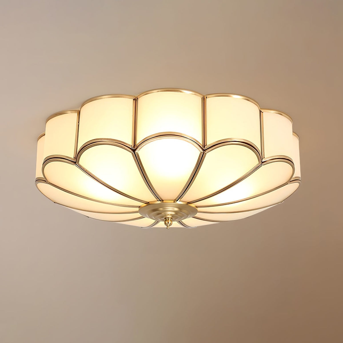 Ulira Ceiling Light Flower Shape Frosted Glass Brass - Hey Lighting