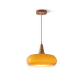 Charlotte Wood and Glass Pendant Light – 1 Head – Orange
