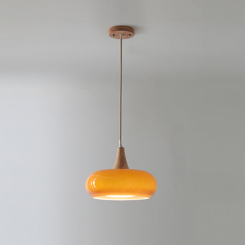 Charlotte Wood and Glass Pendant Light – 1 Head – White