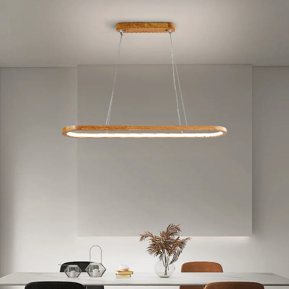 Veon Contemporary Oval Wooden Pendant Light - Hey Lighting