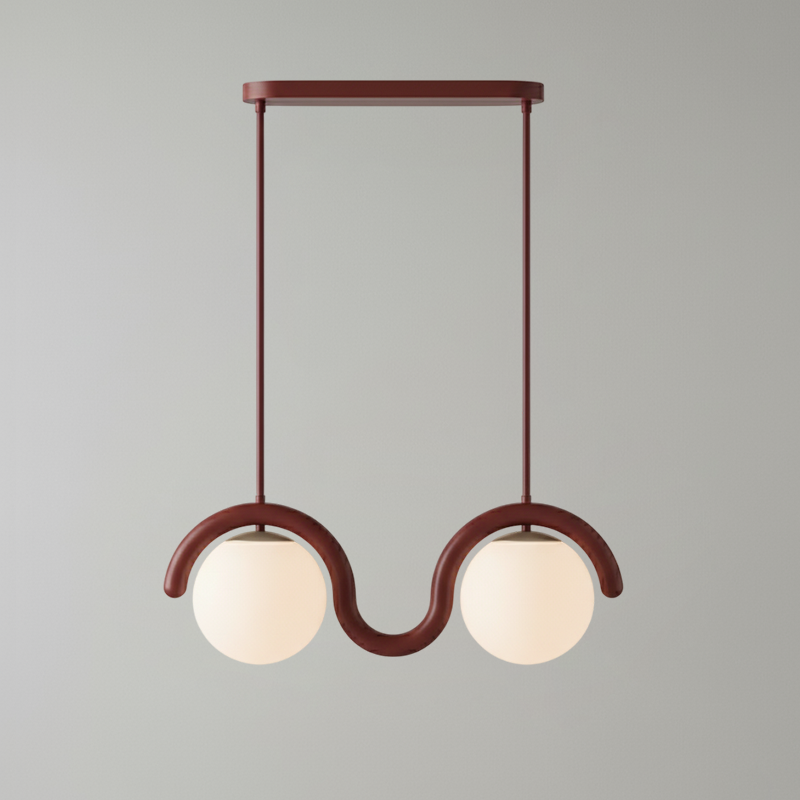 Uveta Linear Chandelier Red&Silver - Hey Lighting