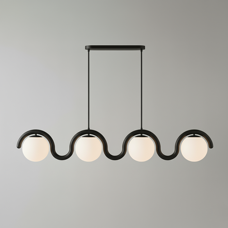 Uveta Linear Chandelier Red&Silver - Hey Lighting