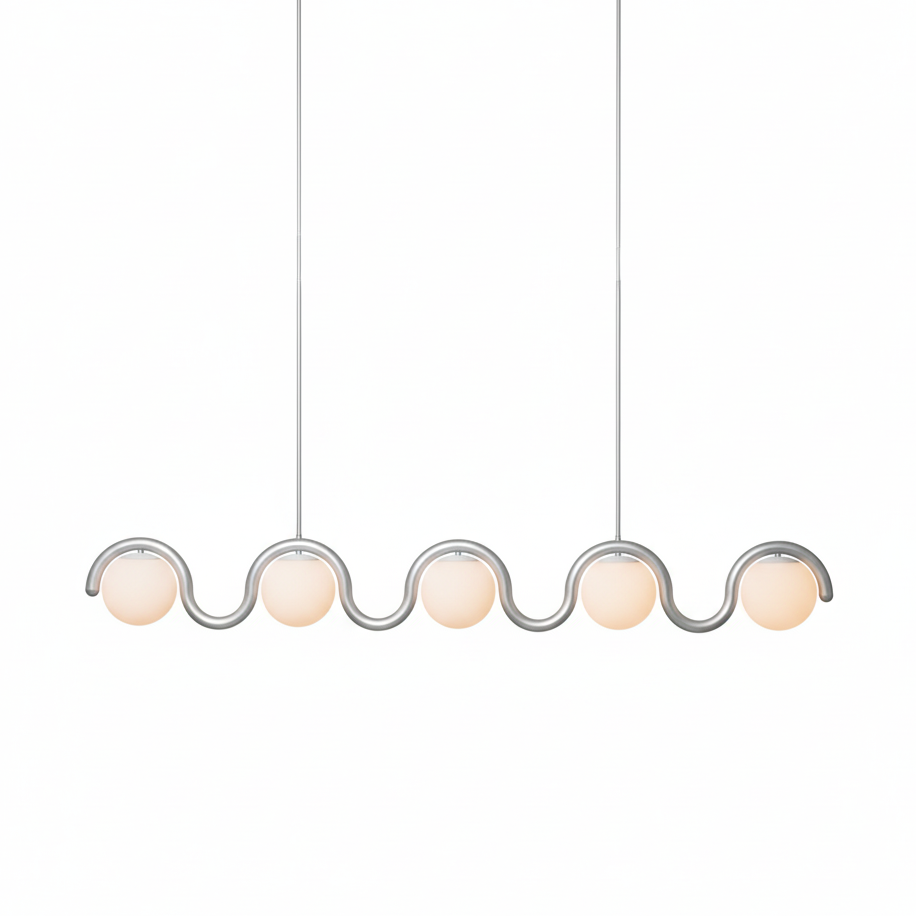 Uveta Linear Chandelier Red&Silver - Hey Lighting