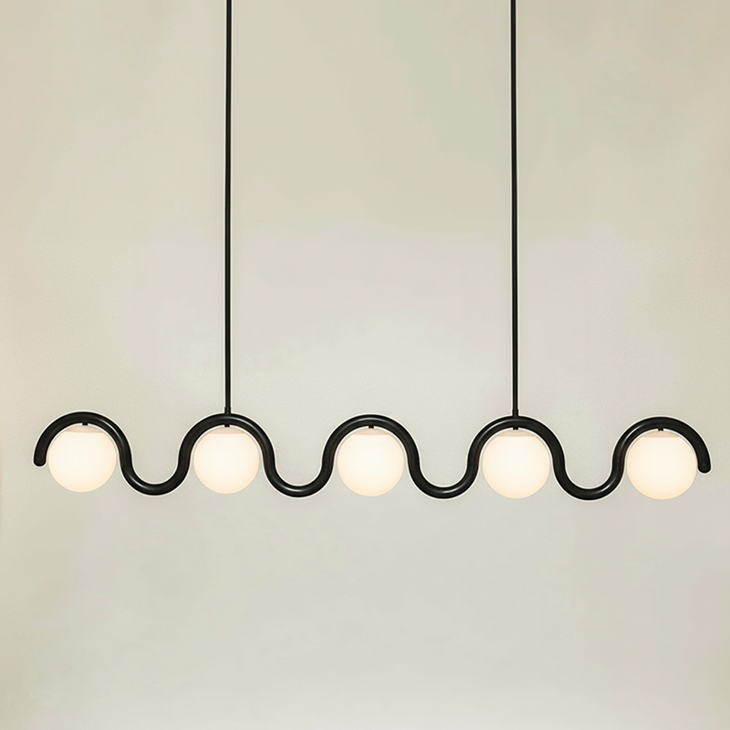 Uveta Linear Chandelier Red&Silver - Hey Lighting