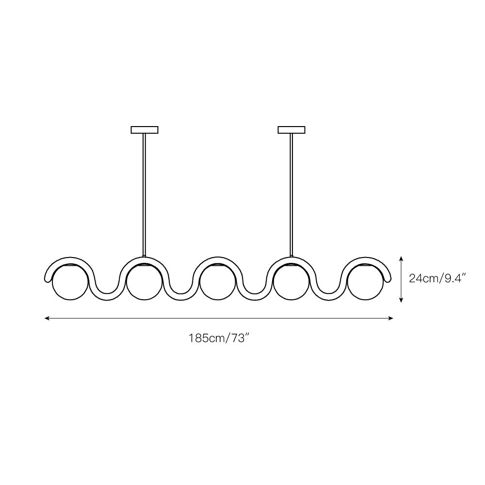 Uveta Linear Chandelier Red&Silver - Hey Lighting