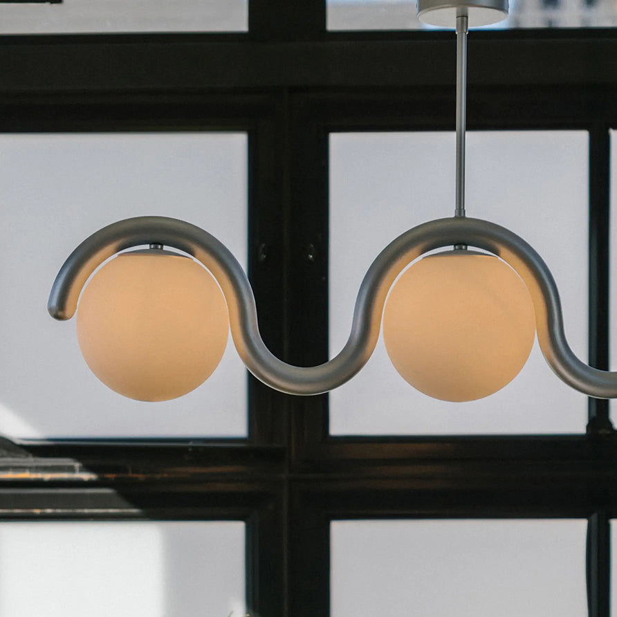 Uveta Linear Chandelier Red&Silver - Hey Lighting