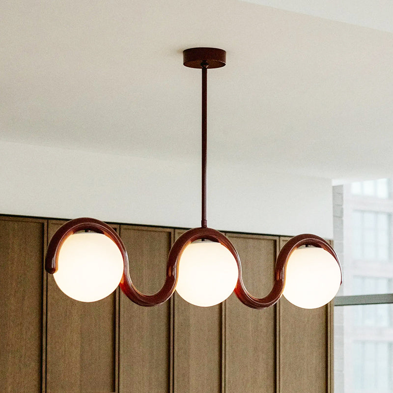 Uveta Linear Chandelier Red&Silver - Hey Lighting