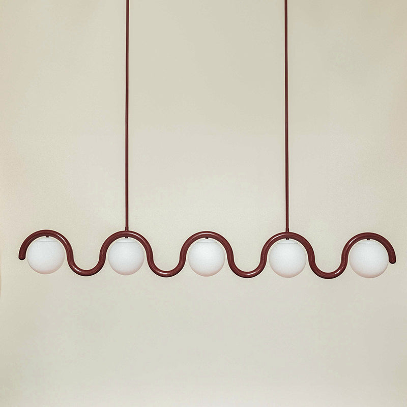 Uveta Linear Chandelier Red&Silver - Hey Lighting